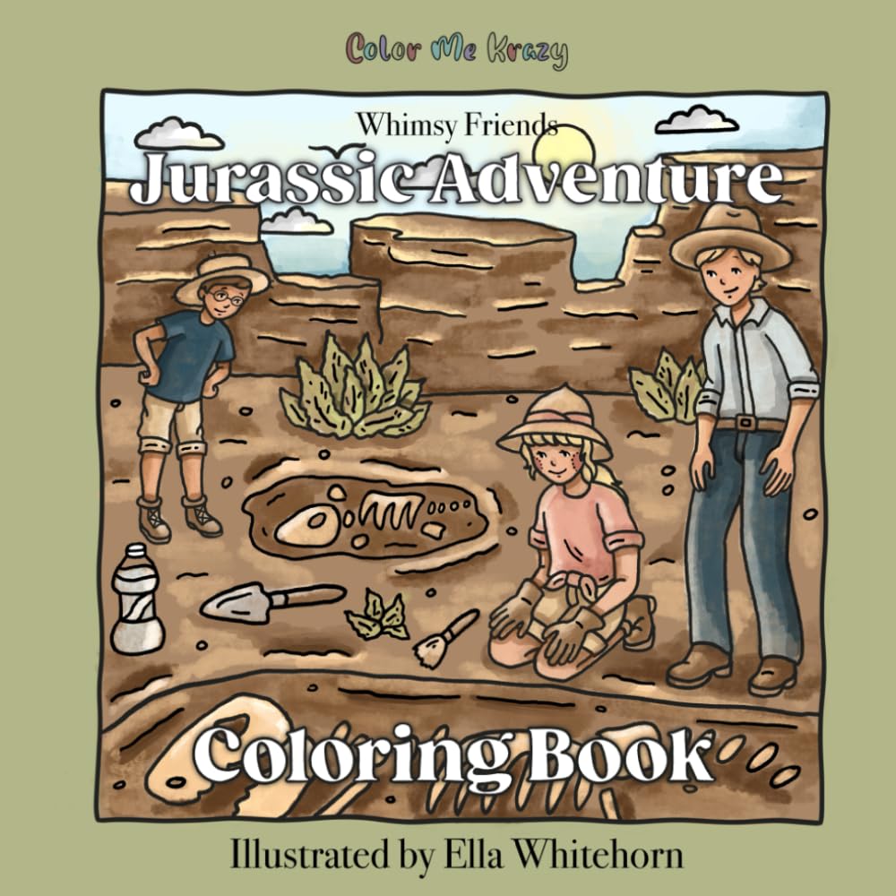 Jurassic Adventure: A Whimsy Friends Coloring Book: A Cute and Easy Coloring Book for Kids, Adults and Teens, Featuring adorable dinosaur themed illustrations
