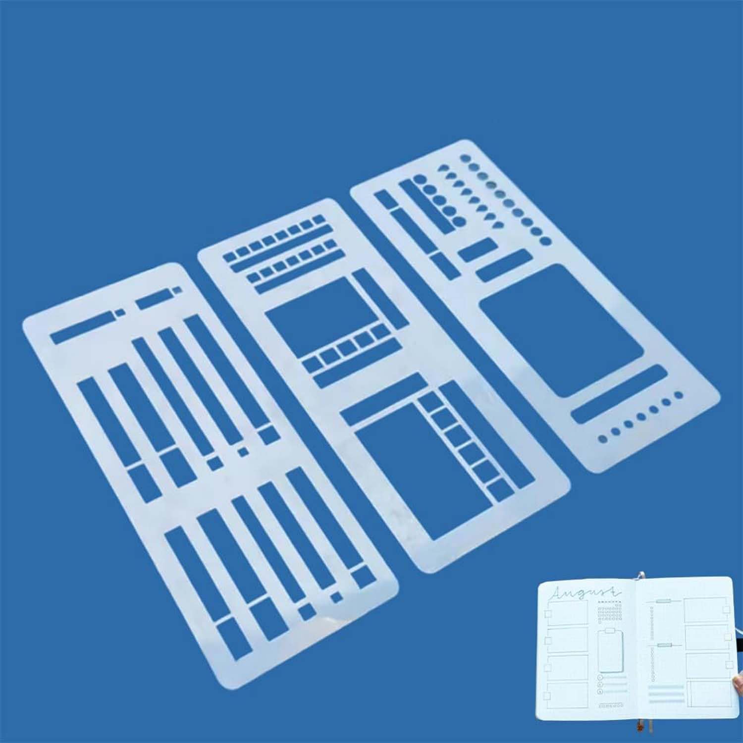 3 Pack Handmade Flexible Record Template,Reusable Templates Planner Stencils Set,Transparent Flexible Journal Stencil,Versatile Drawing Template Kit for Journaling Checklists Boxes,Lines&Planning (C)