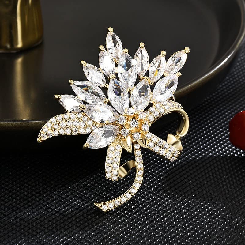 Image of Flower Brooch for Women Rhinestone Flower Brooch Pins Floral Brooches Jewelry Gift for Mom Wife