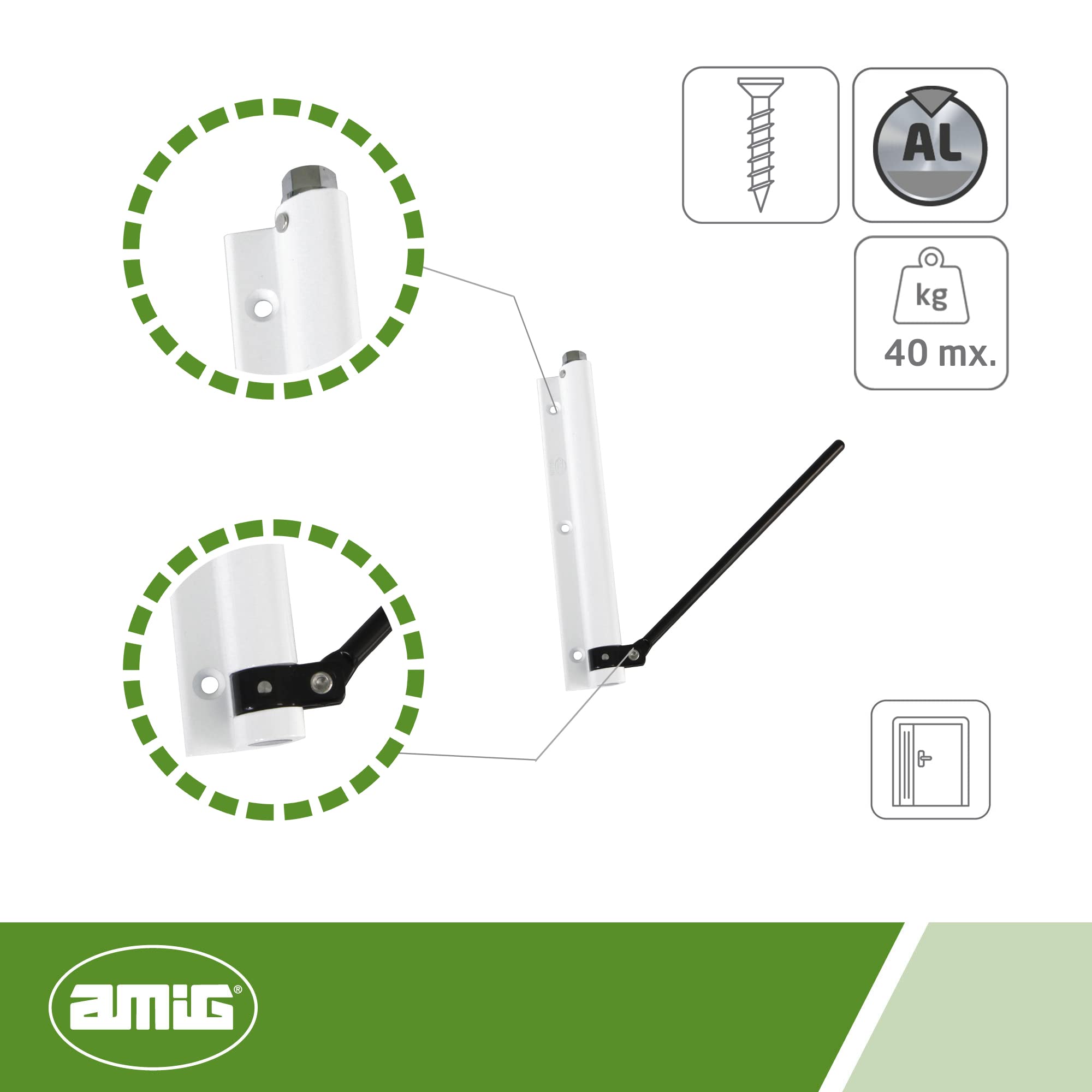 Amig Spring Bolt 200 Aluminium White, 190 x 180 mm - Image 2