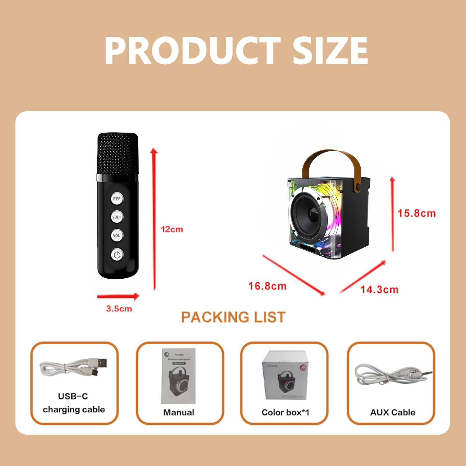 Machine de Karaoké avec 2 Microphones, Enceinte Karaoke 2 Micro Sans Fil pour Enfants Adultes, Portable Baffle Bluetooth Partybox avec Lumières LED pour Les Réunions de Famille/Le Camping en Plein Air
