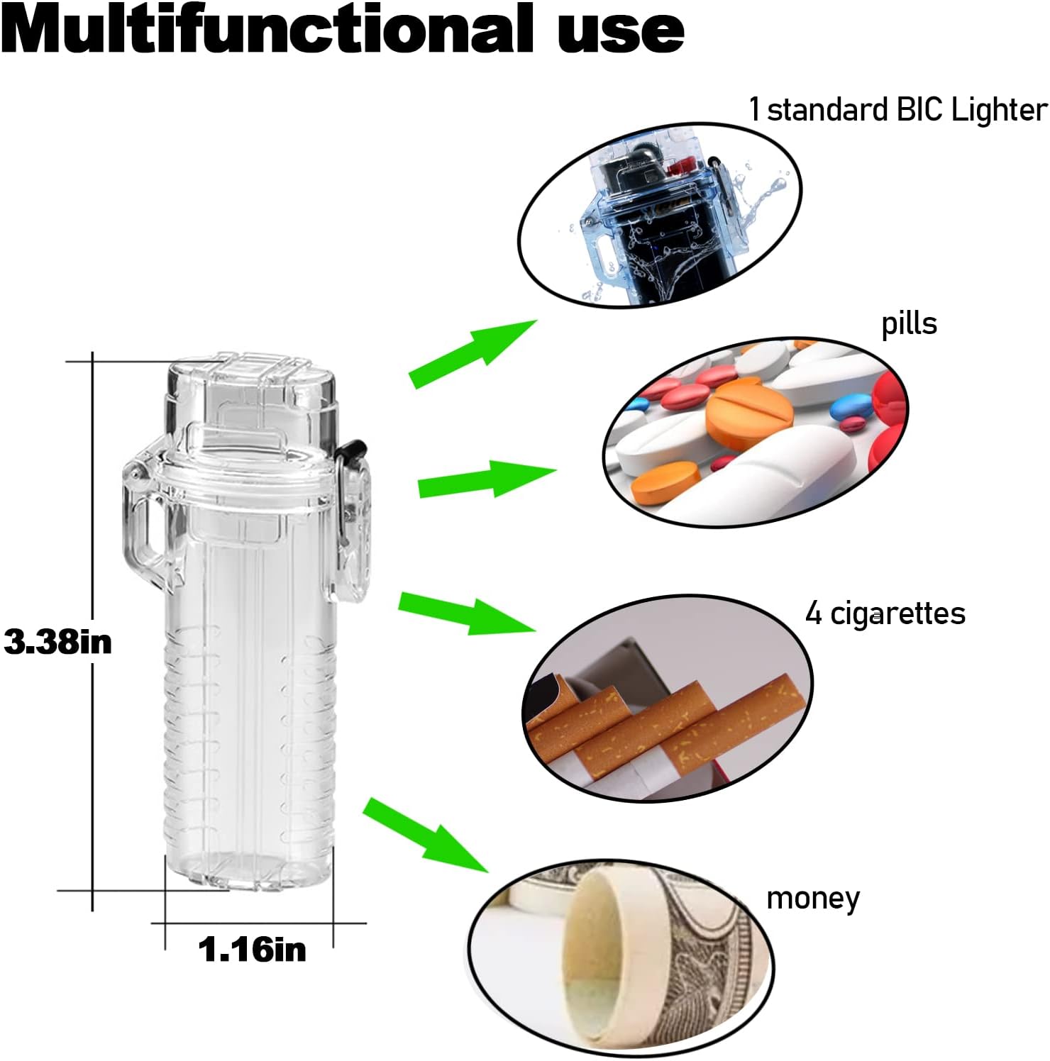 HUMWE EDC Waterproof Lighter Case Cover Holder for BIC Regular Lighters Sleeve Type J6 Outdoor Survival Multipurpose Seal Lighter Pouch (Transparent)