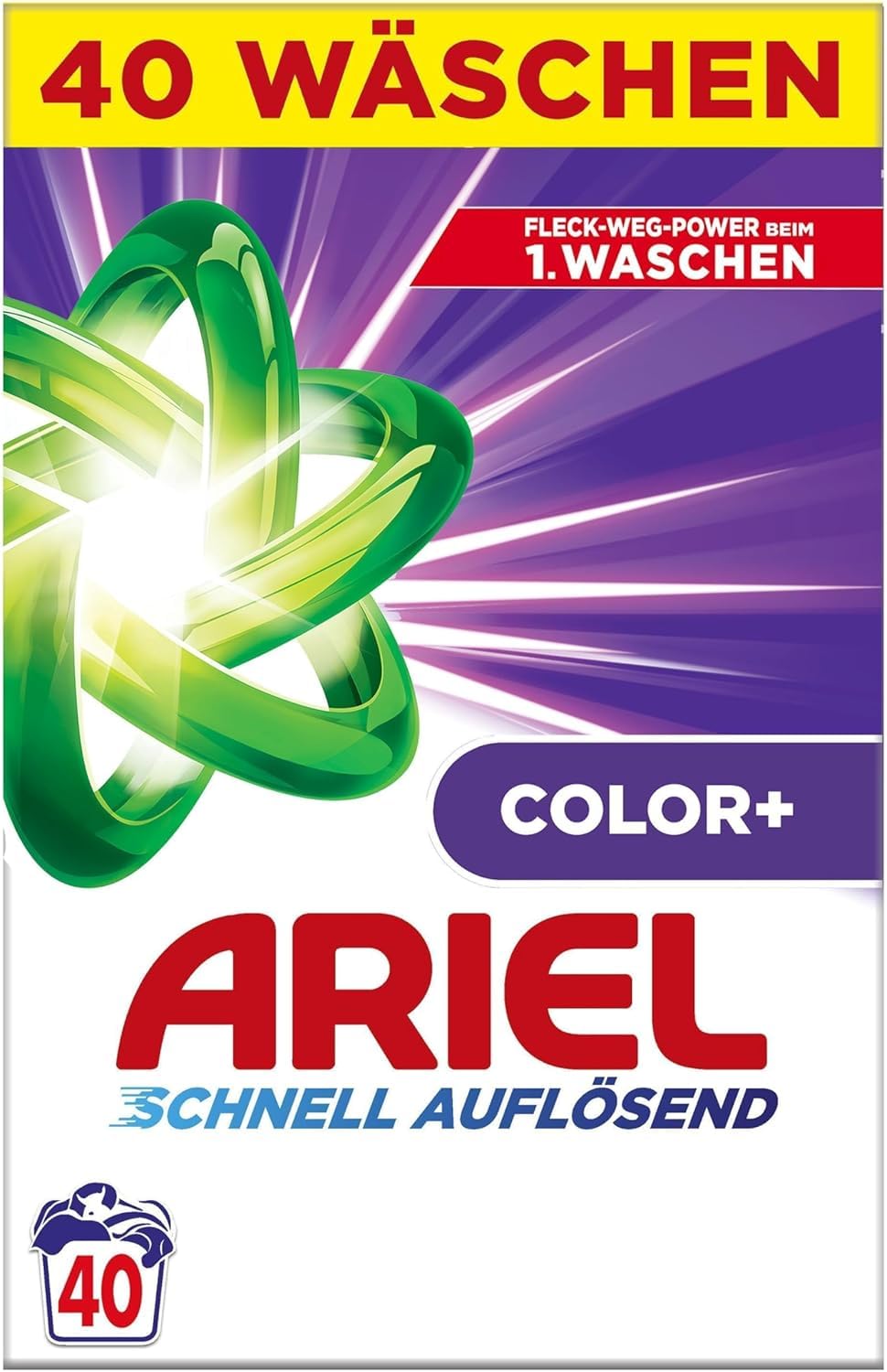 Ariel Color+ - Detersivo in polvere, 2,4 kg, 40 lavaggi, protezione del colore