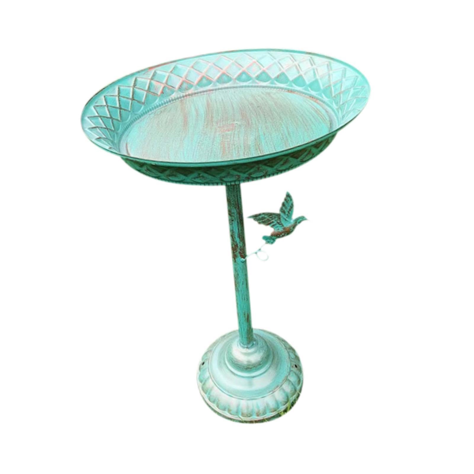 MERISHOPP Bird Bath Drinker Plate with Stand Metal Garden Birdbath for Home Yard Patio Blue-image-45
