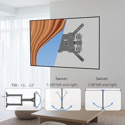 Miniatura 2 de Suptek Soporte de pared giratorio e inclinable para la mayoría de soportes de TV de 23 a 55 pulgadas de hasta 55 libras máximo VESA 15.748x15.748 in