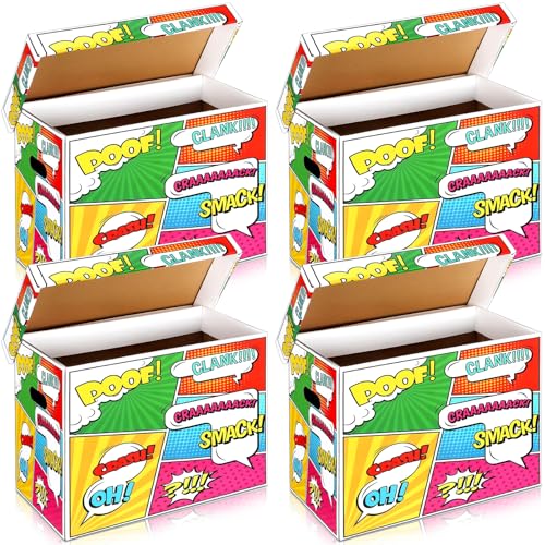 Dunzoom 4 cajas de almacenamiento de cómics de 15.9 x 8.1 x 11.4 pulgadas, capacidad para 150-175 cómics para el hogar, protector de cómics