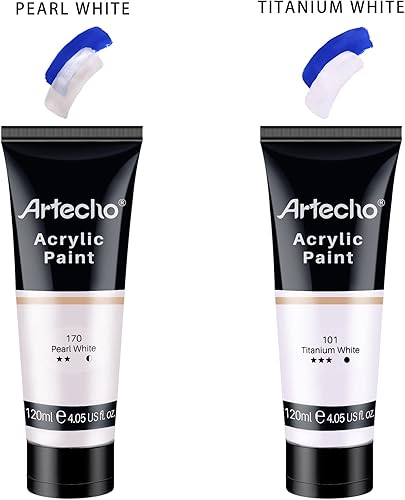 Miniatura 4 de Artecho Pintura acrílica blanca, pintura blanca titanio (tubos de 4.05 onzas), pinturas para manualidades para pintura en lienzo, rocas, piedras,