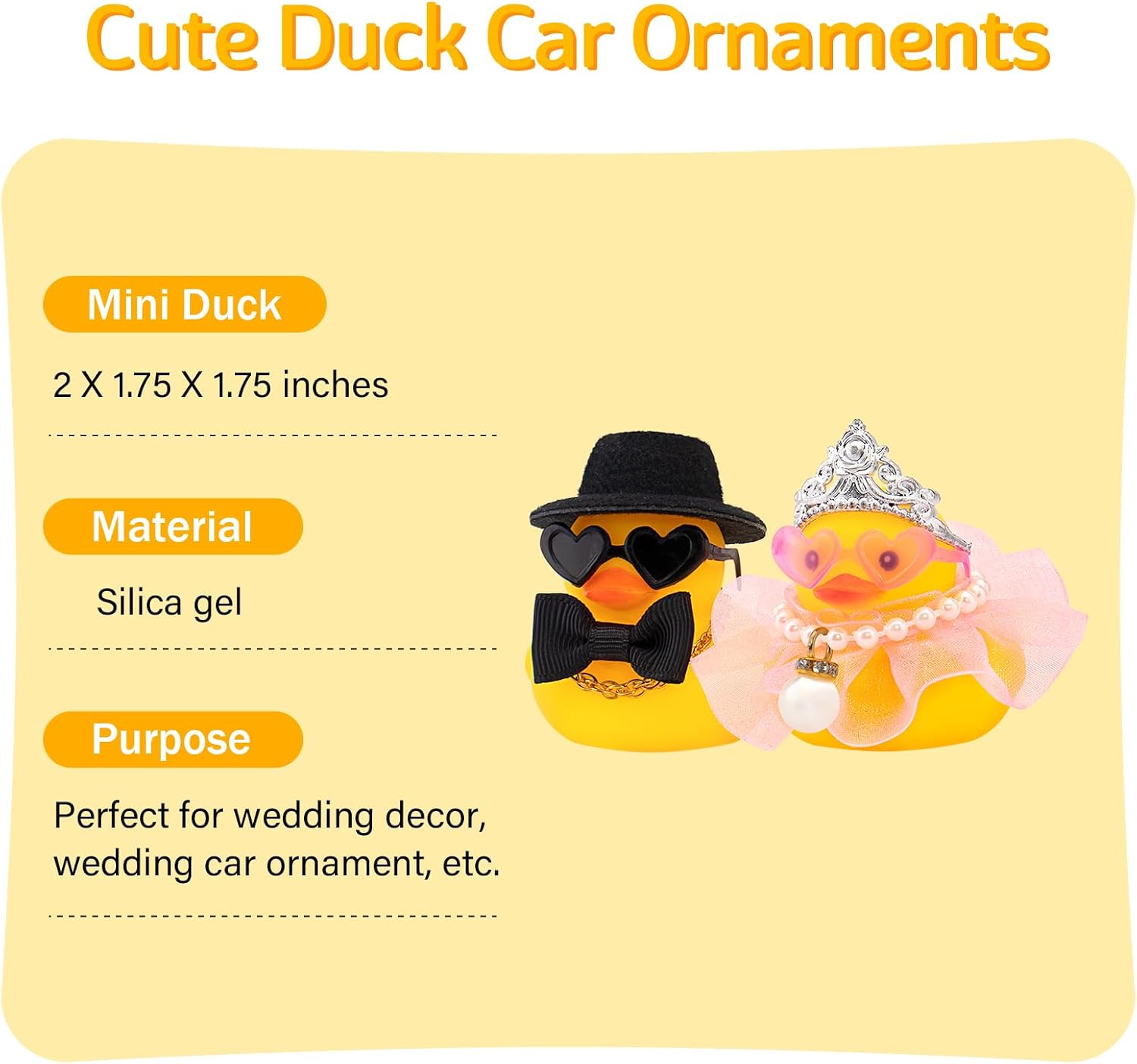 wonuu Pair Set of 2 Bride and Groom Rubber Ducks for Wedding Favors, Party Favors, Ceremony Gift Set, Marriage Souvenir, Marry Blessings, Aniversary Present, Pink Dress&Soft Top Hat image 3