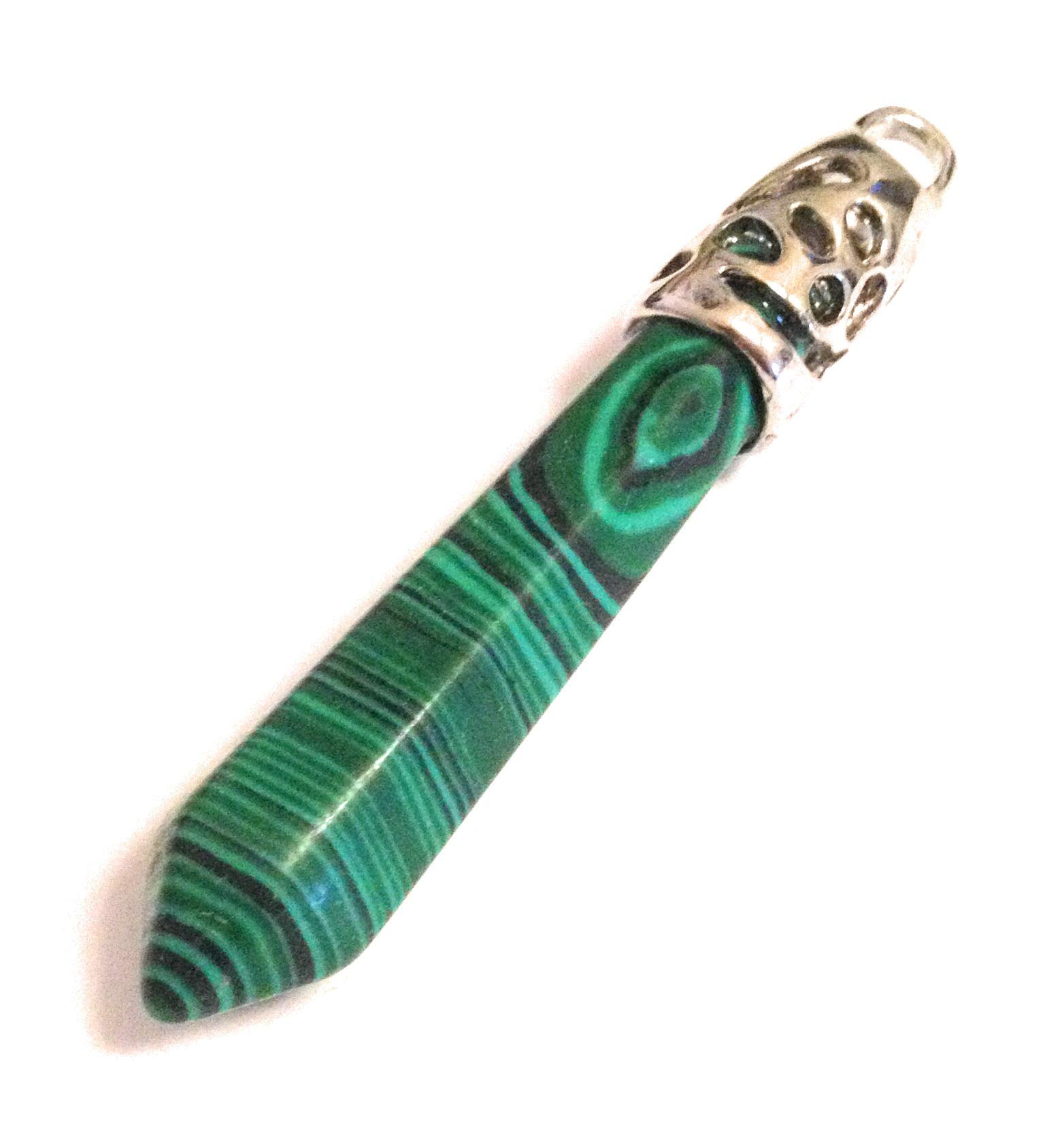 Malachite Crystal Point Pendant, Calming, Protection, Wisdom, Peace, Healing Reiki