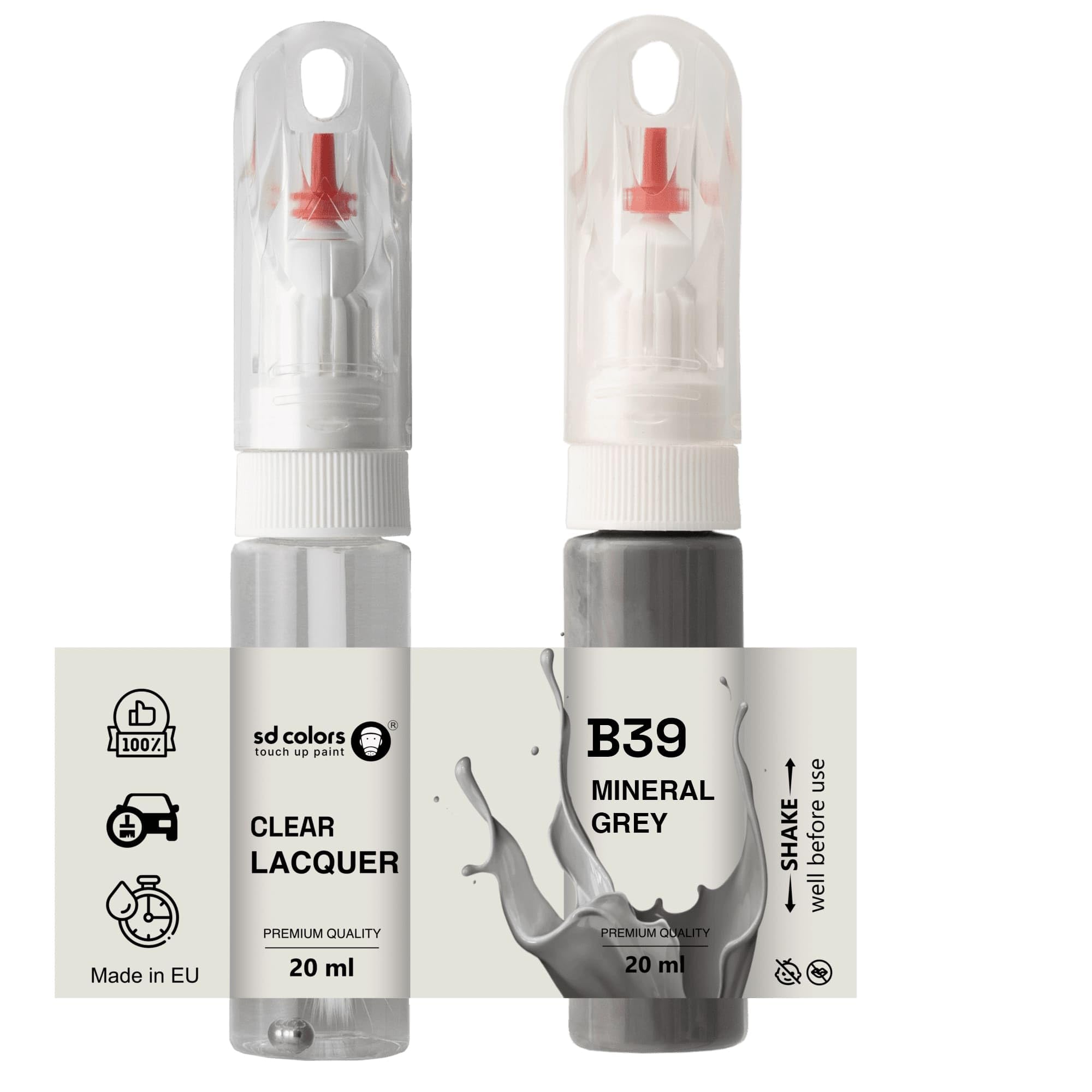 Sd Colors Paint+Lacquer Mineral Grey B39 Touch Up 20 Ml Paint Convenient Brush For Scratch Repair Fix (Paint+Lacquer)