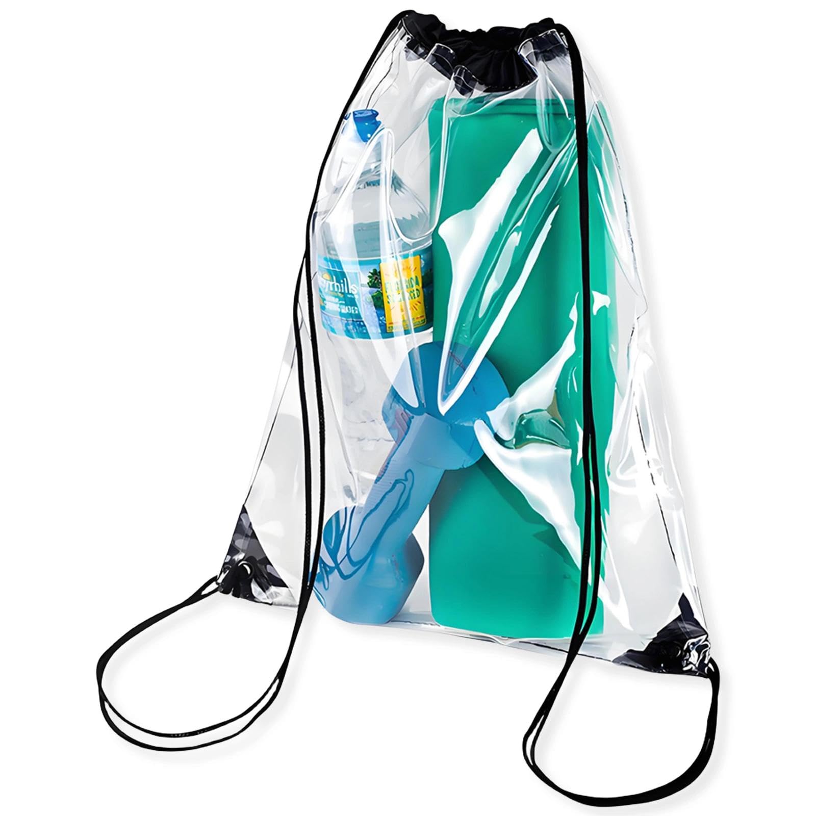 SHILIUZHI Bustproof PVC Clear Drawstring Bag, Drawstring Backpack, Foldable Backpack, Foldable Swim Bag, for Sports, Swim Events, Stadium, Gym