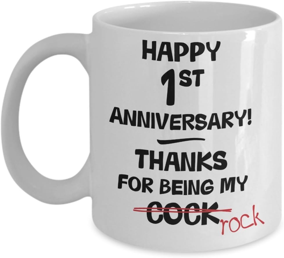 1st Wedding Anniversary Mug for Him - Funny Joke Gag 11oz Cup - Husband Present