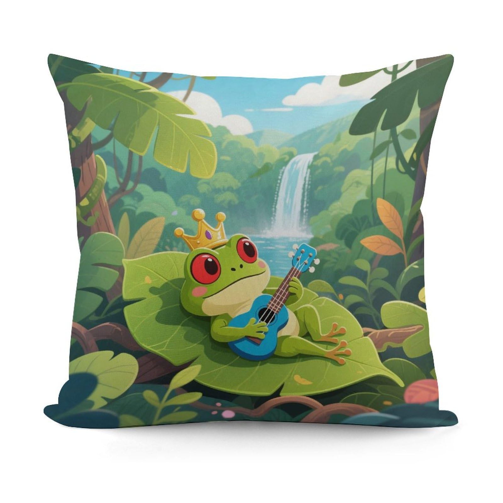 VstaDank Cute Frog Throw Pillow Covers Fade-Resistant Removable Pillowcase Square Cushion Case Cozy Pillow Case Breathable Pillow Protector Soft Pillow Shams 18"x18"