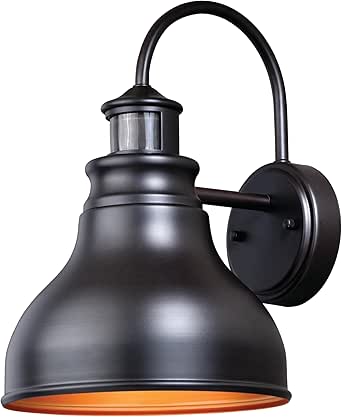 VAXCEL Delano Bronze Motion Sensor Dusk to Dawn Farmhouse Barn Dark Sky Outdoor Wall Light