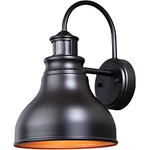 VAXCEL Delano Bronze Motion Sensor Dusk to Dawn Farmhouse Barn Dark Sky Outdoor Wall Light