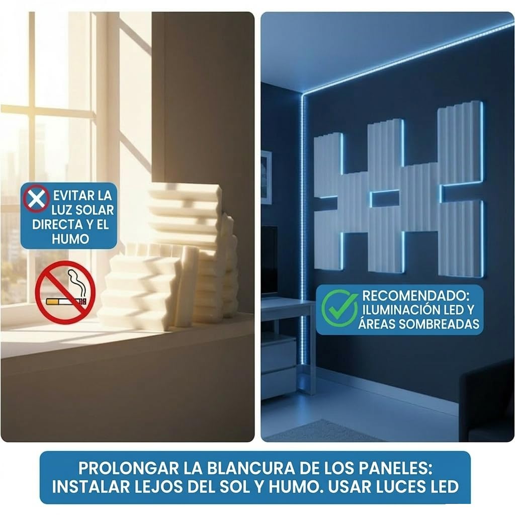 Arrowzoom 24 Paneles Acústicos Wedge 25x25x5cm Espuma Absorbente Blanco | Espuma acústica de alta densidad para reducir eco en estudio, gaming y oficina en casa con tratamiento acústico