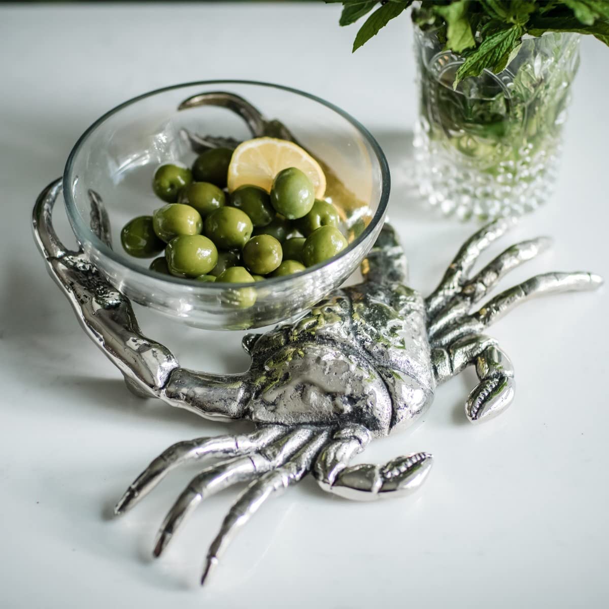 Culinary ConceptsCrab with Glass Tapas Nuts Olive Nibbles Bowl