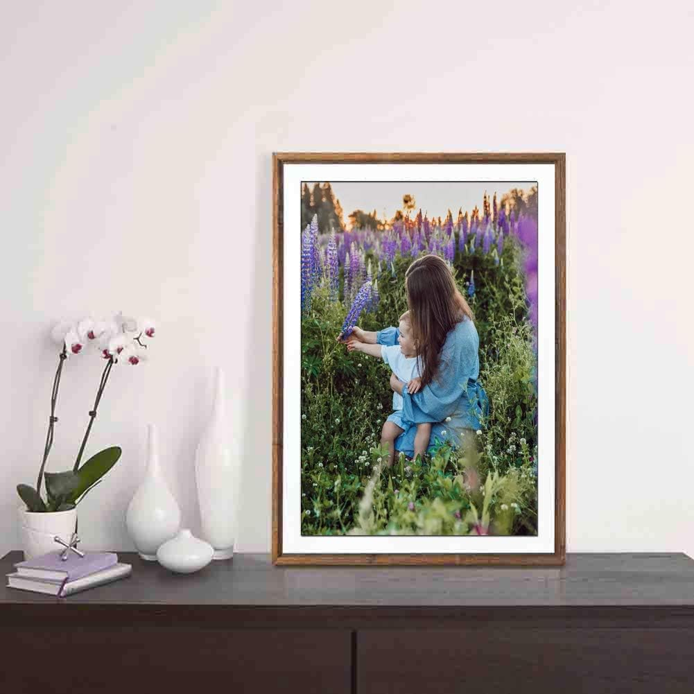 Schliersee 4 Pack 11x17 Simple Elegant Matted MDF Picture Frames,Thin Brown Frames for Posters, Prints, Artwork, Wall Gallery, For Christmas Gifts
