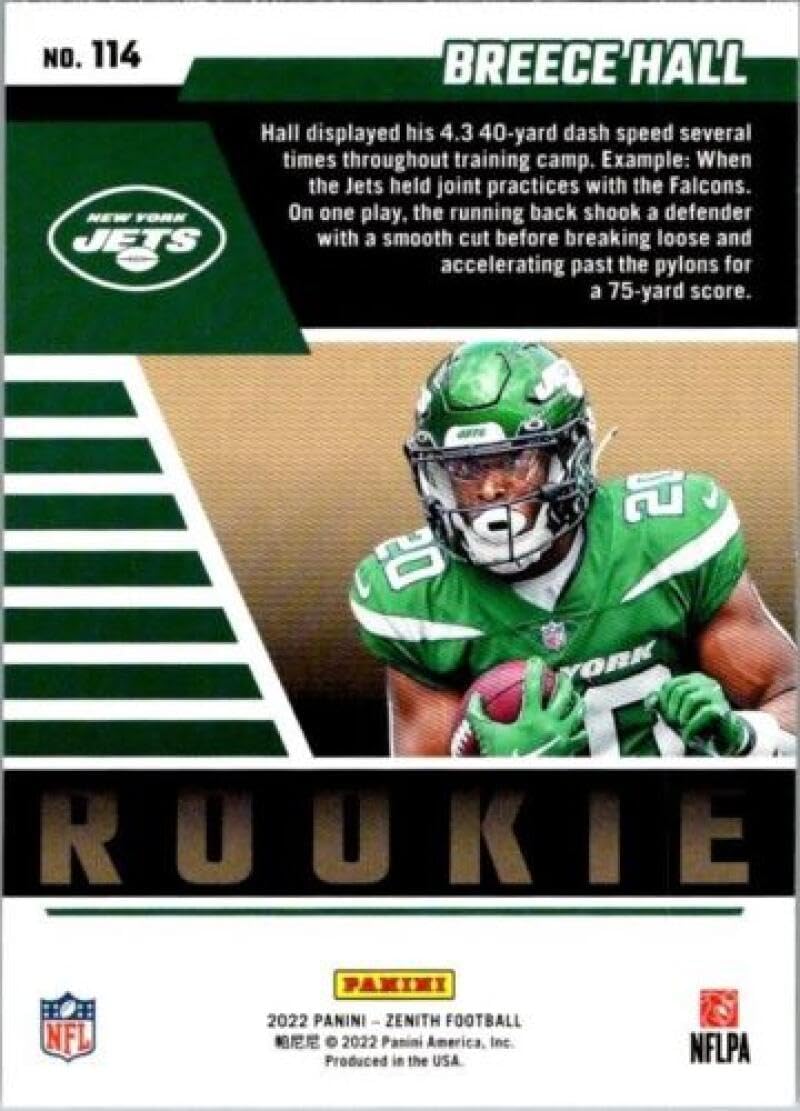 2022 Panini Zenith #114 Breece Hall New York Jets NFL Football Card (RC - Rookie Card) NM-MT