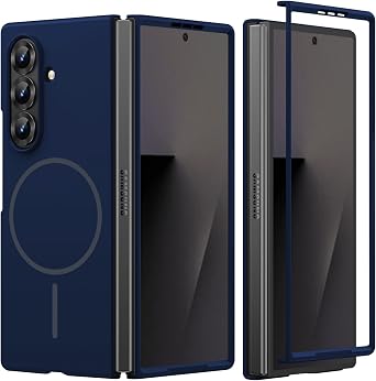 Magnetic Case for Samsung Galaxy Z Fold 7 Case Compatible with Mag-Safe Ultra Thin Slim Phone Cases Hard PC Matte Shockproof Wireless Charging Protective Cover for Samsung Z Fold 7 Blue