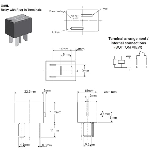 Miniatura 2 de Relé G8HL-H71 (juego de 2), 39794-SDA-A03 39794-SDA-A05 12VDC Relé automotriz - Compatible con Accord 2006-2014 Civic 2007-2014 Acura MDX CR-V