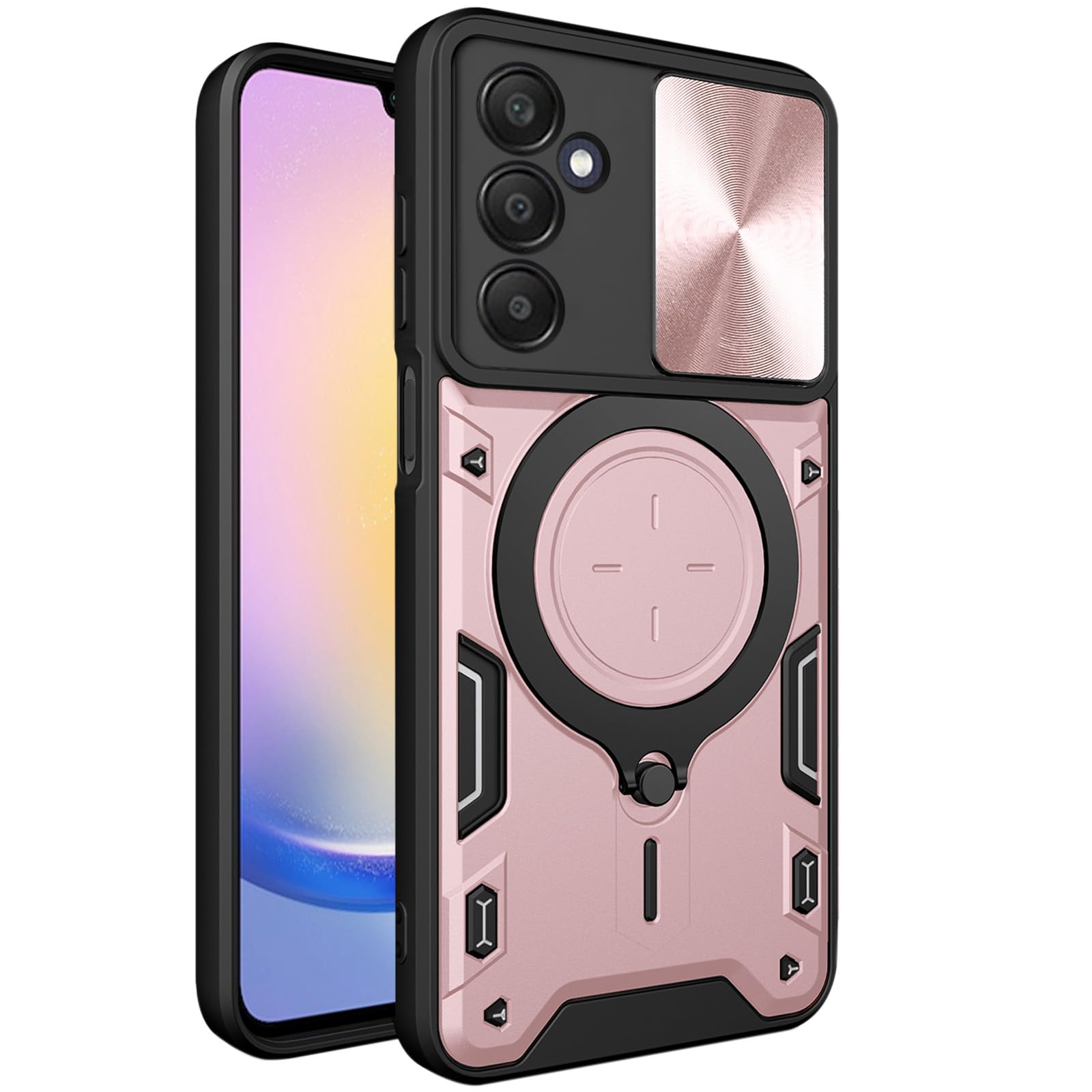 SnkJYi for Samsung Galaxy A25 5G Case with Ring Kickstand,Compatible with car Magnetic mounts,Camera Protection Shockproof Anti-Fingerprint