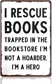 Book Lover Bookish Home Library Decor Vintage Tin Sign Reading Nook Metal Wall Decor for Home Reading Room Bookshelf Decorations Bookish Gifts for Book Lover Reader Librarian Booktoker Nerd