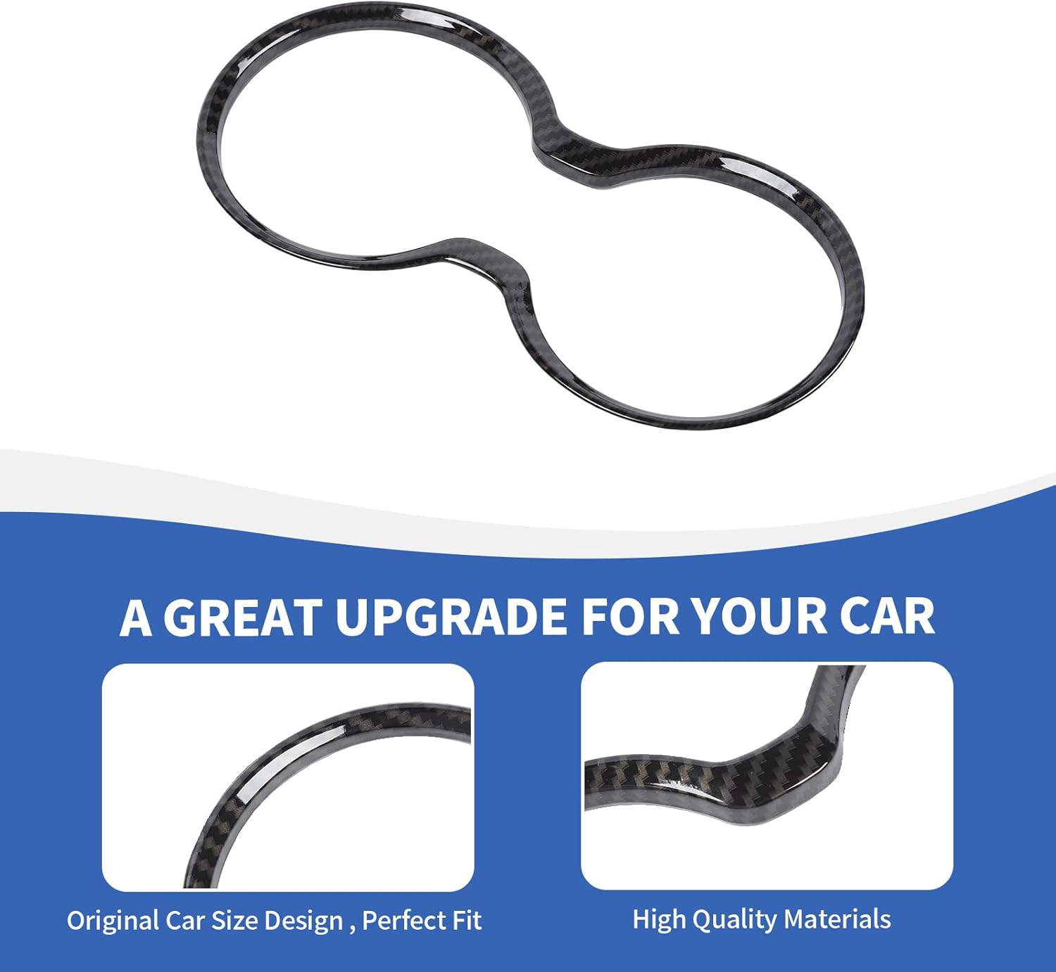 RAZPOY Front Cup Holder Cover Trim Compatible with Jeep Grand Cherokee 2011-2021, Carbon Fiber