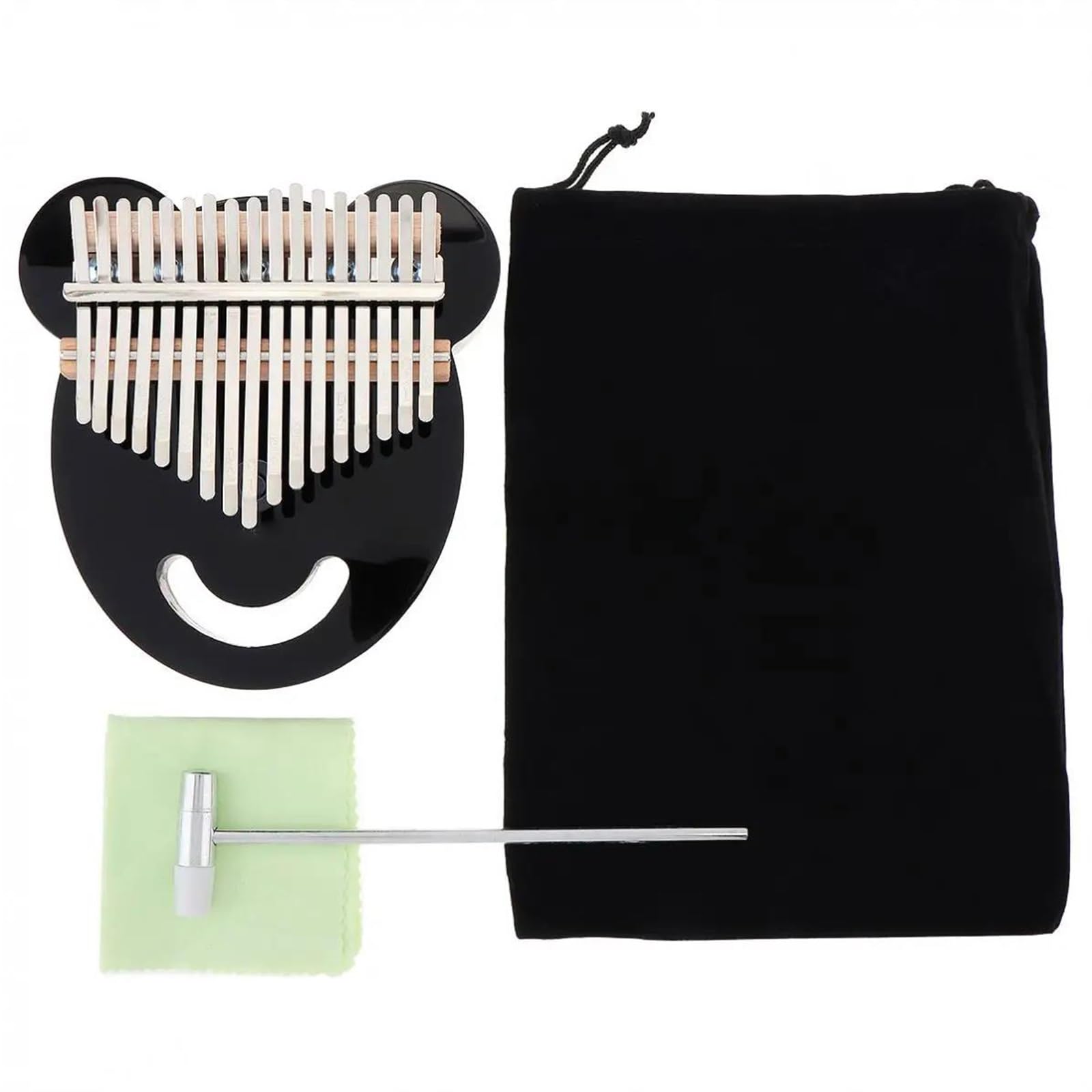 Kalimba 17 Klawiszy Przezroczysty Bear Face Thumb Piano Kalimba Z Młotkami Strojącymi Akryl(Black)