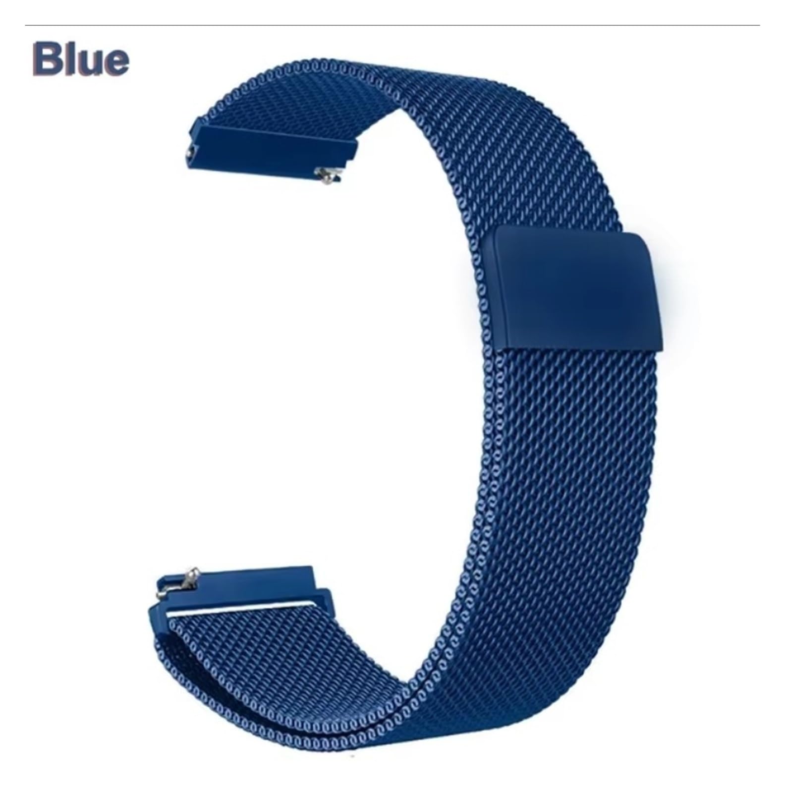 Bracelet milanais magnétique en métal 20 mm 22 mm à dégagement rapide pour Samsung Galaxy Watch 7 6 5 4 40 mm 44 mm Classic Active 2 GT (bleu, 20 mm)