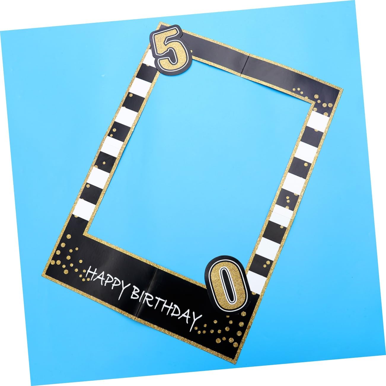 Amosfun Golden Glitter Birthday Photo Frame Props Fun Selfie Accessory for Birthday Celebrations for Adult and Boys and Girls Parties Memorable Photo Booth Kit
