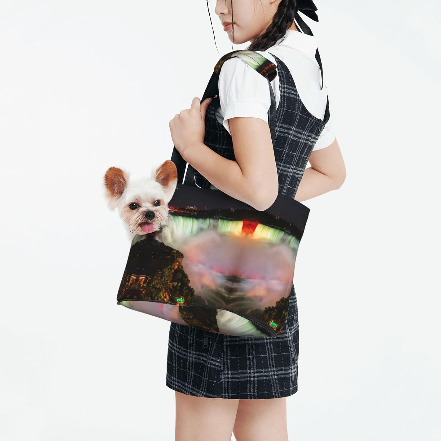 Niagara Falls Print Portable Foldable Shoulder Bag for Travel,with Collar Hook and Handle Pad,Cute Stylish Design