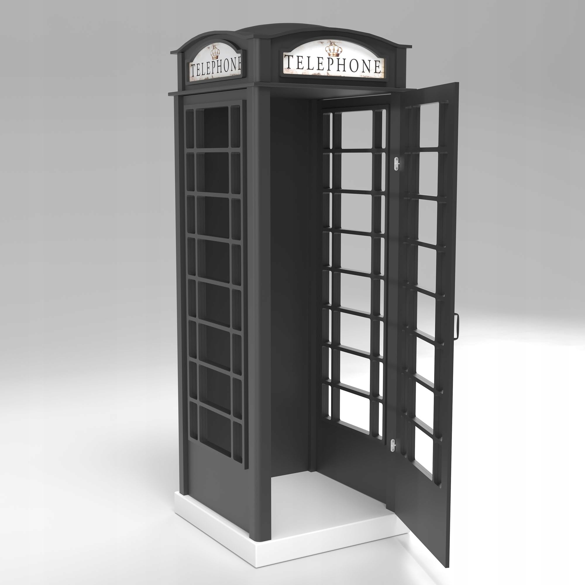 PLASTIKO - Armoire Cabine Téléphonique Londonienne Vintage - Meuble de Rangement Enfant avec Étagères et Compartiments - Style Loft Anglais ‎116 x 150 x 207 cm