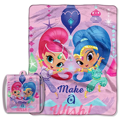 Licensed Character Drawstring Tote and Micro Raschel Throw Blanket Set - Soft, Plush and Comfortable (Shimmer and Shine)