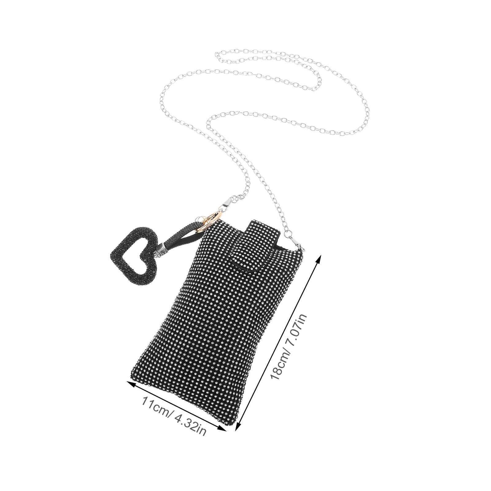 TOYANDONA Borsetta Porta Cellulare da Donna con Brillanti, Tracolla a Cuore, Materiale Acrilico e Nylon, Design Raffinato per Feste e Uscite Casual