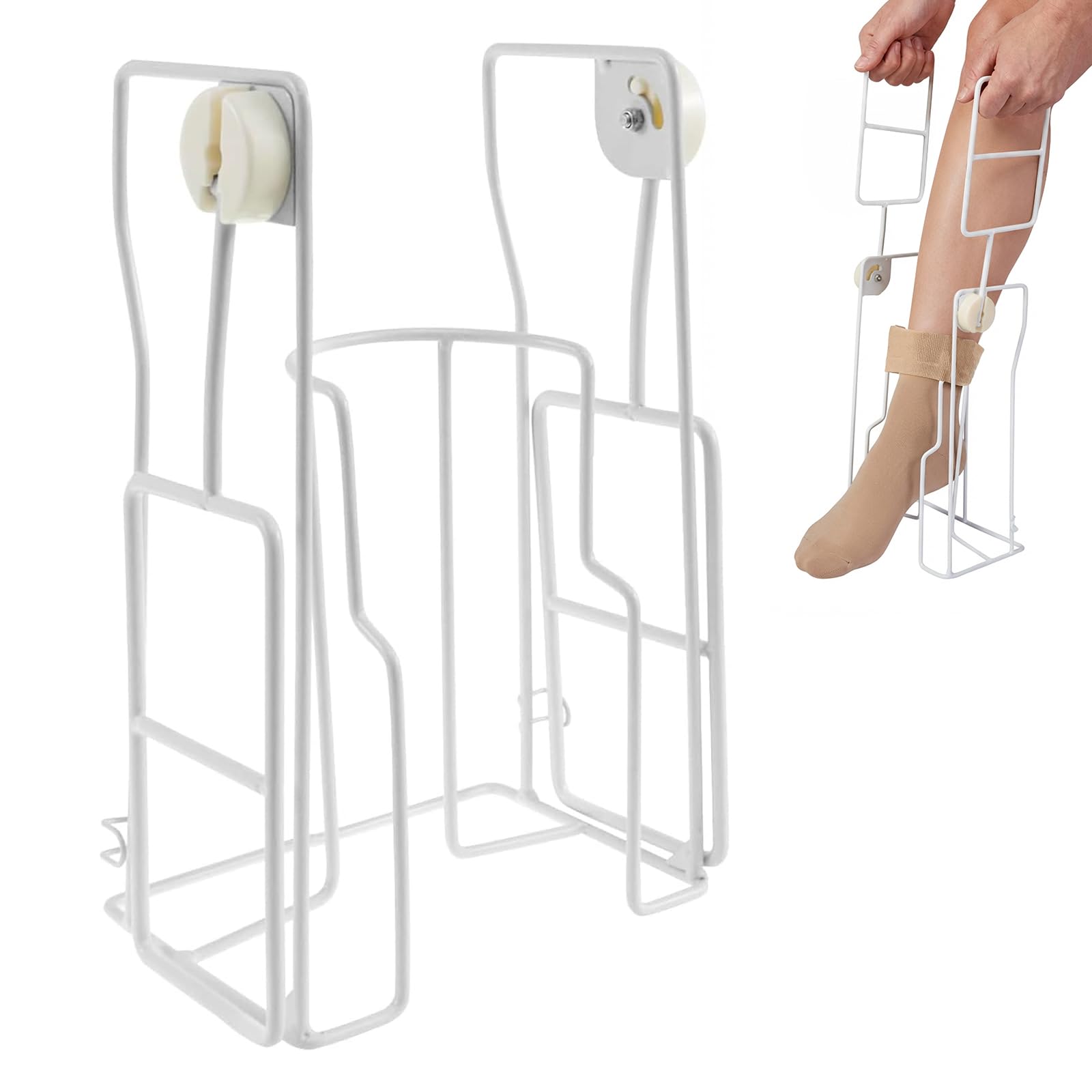 Aiuto per calze, calze in metallo, per calze a compressione, con manico allungato, per anziani, calze a compressione per donne incinte