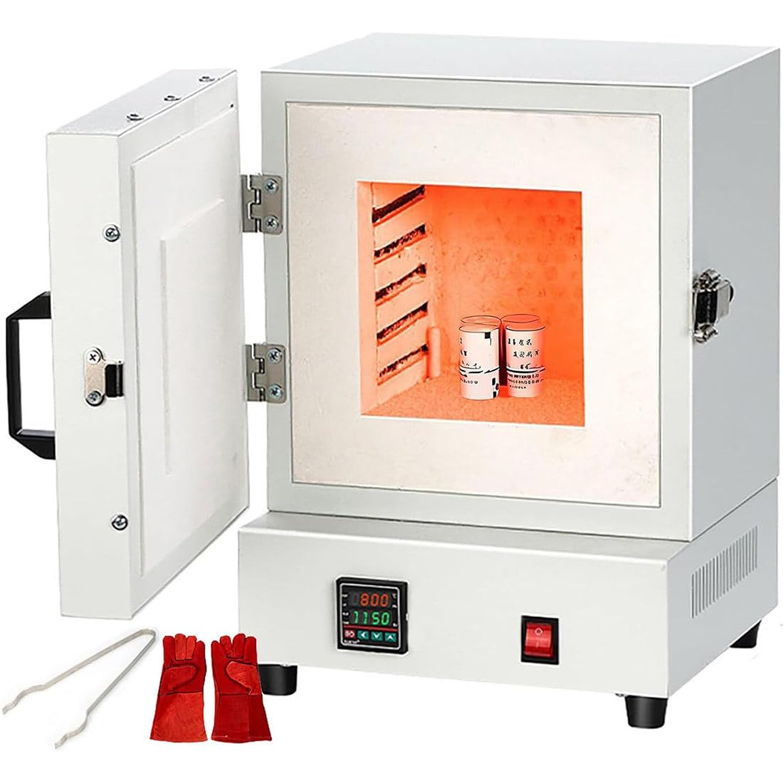 Horno de mufla de calentamiento rápido, horno de alta temperatura de 1150 °C para fusión de metal, cerámica, aislamiento grueso y cámara duradera para fundición de cera perdida, arcilla metálica