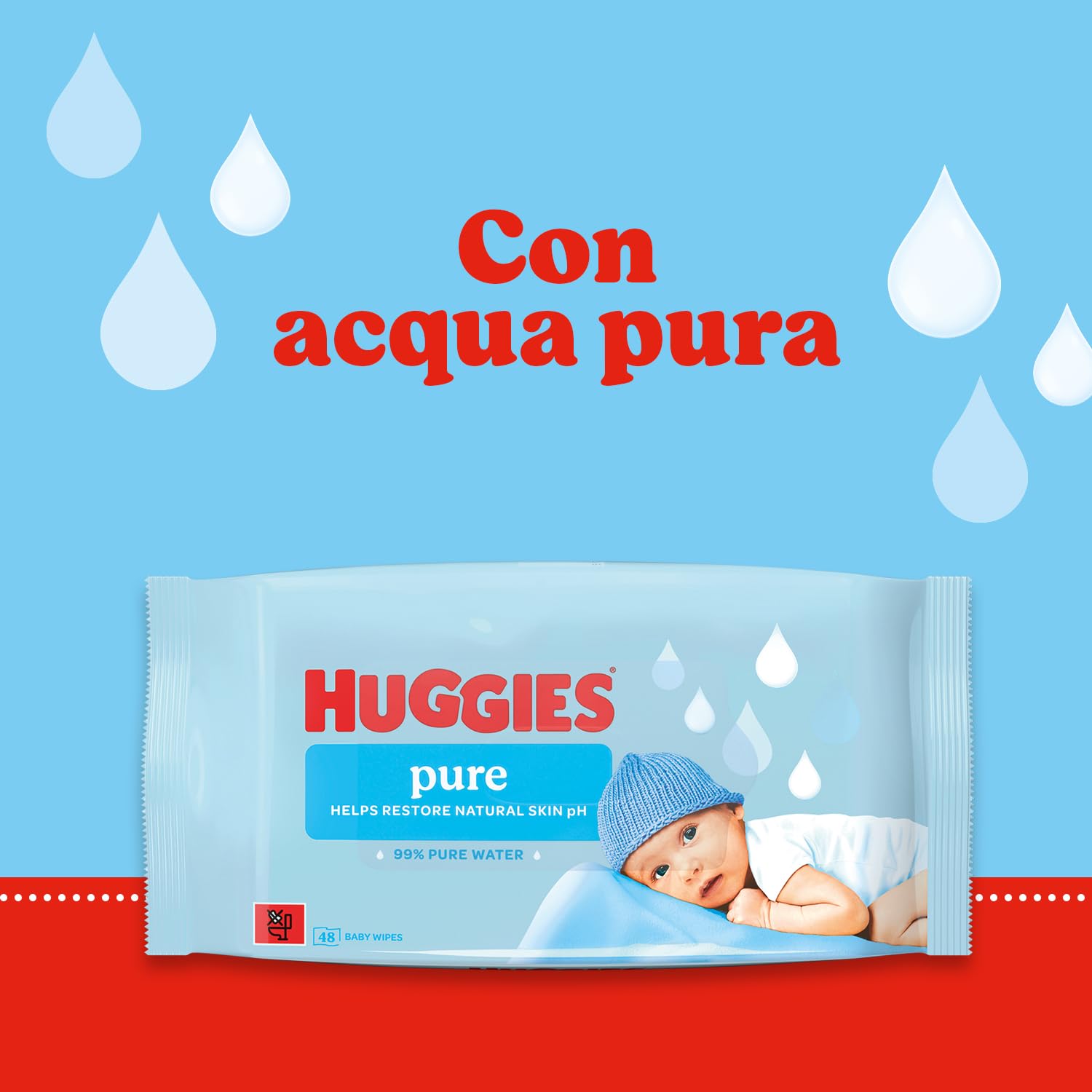 Huggies Pure Salviette Umidificate per Bambini, 12 Pacchi da 56 Pezzi (3+1)