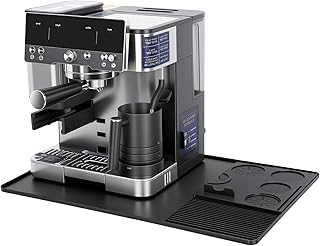 Silicone Coffee Mat for Ninja Luxe Espresso Machine ES601 – Large Anti-Slip Heat-Resistant Coffee Bar Mat for Ninja luxe Cafe Accessories and Most Home Espresso Machines with Convex Edge Black