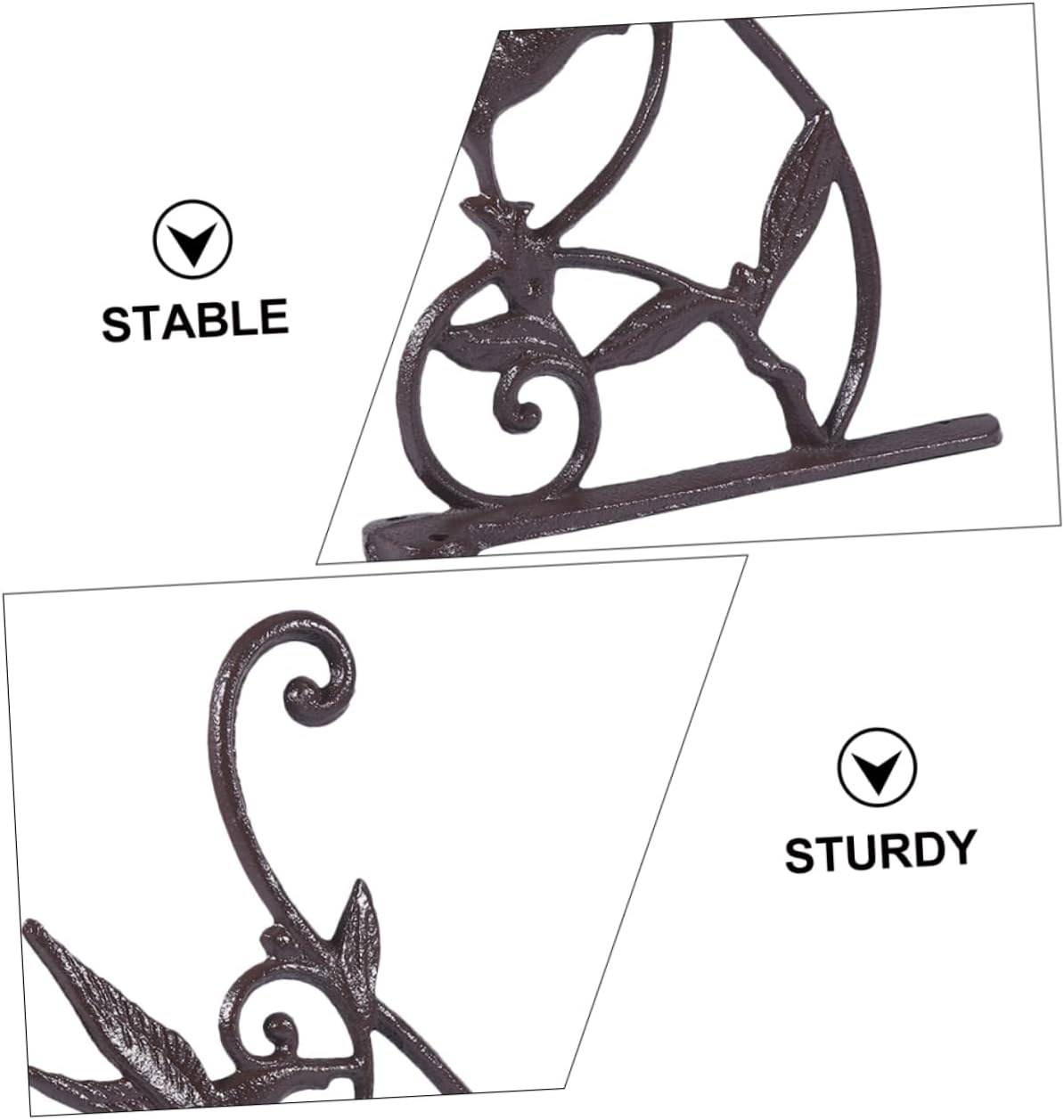 2pcs Simple and Elegant Iron Wrought Wall Baskets Planter Stand Hook Rack for Home and Garden Decor