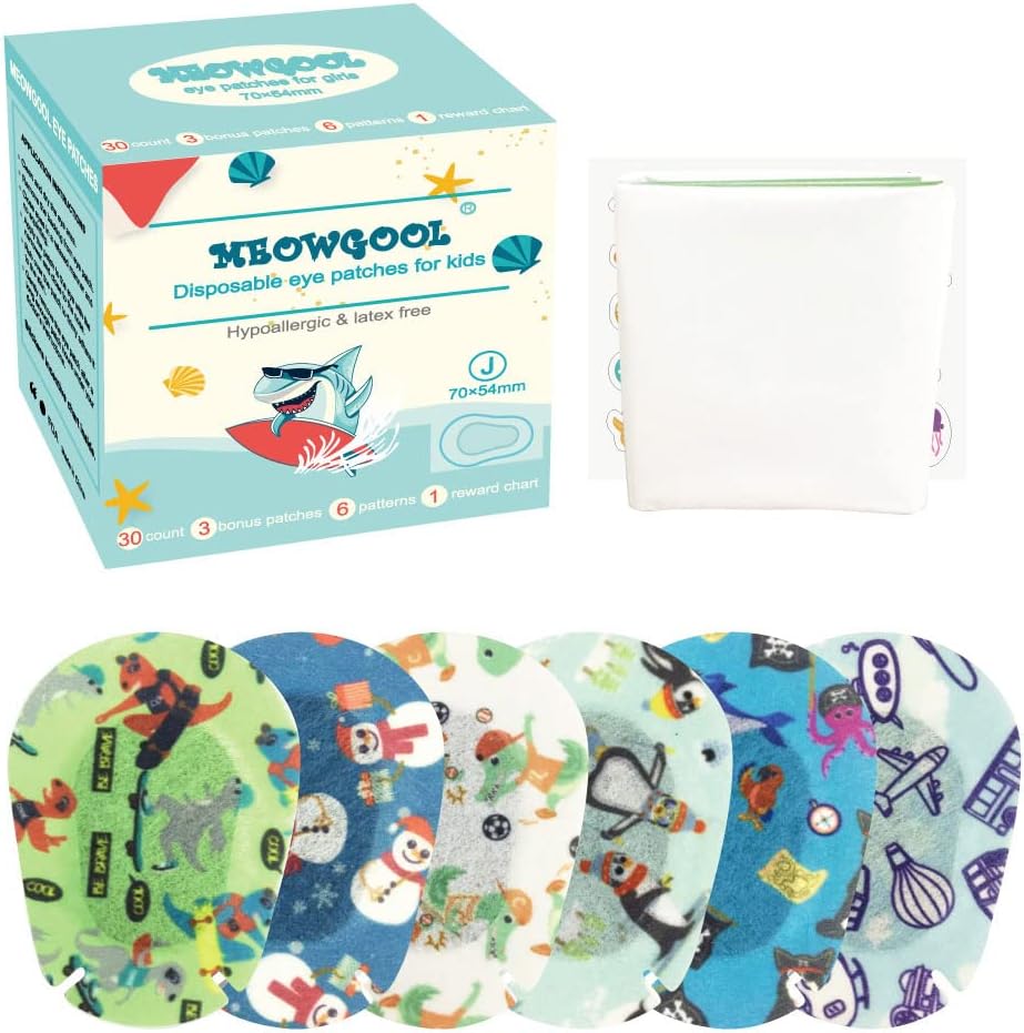 Adhesive Eye Patches for Little Boys, Junior Size, 30+3 Bonus Patches, 0-2yrs (Dinosaurs)