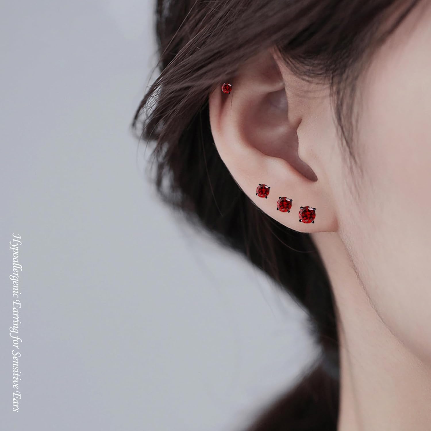 Stainless Steel Screw Back Stud Earrings for Men Women Titanium Hypoallergenic Earring for Sensitive Ears Surgical Steel Rainbow CZ Double Side Black sleeper Studs - Image 4