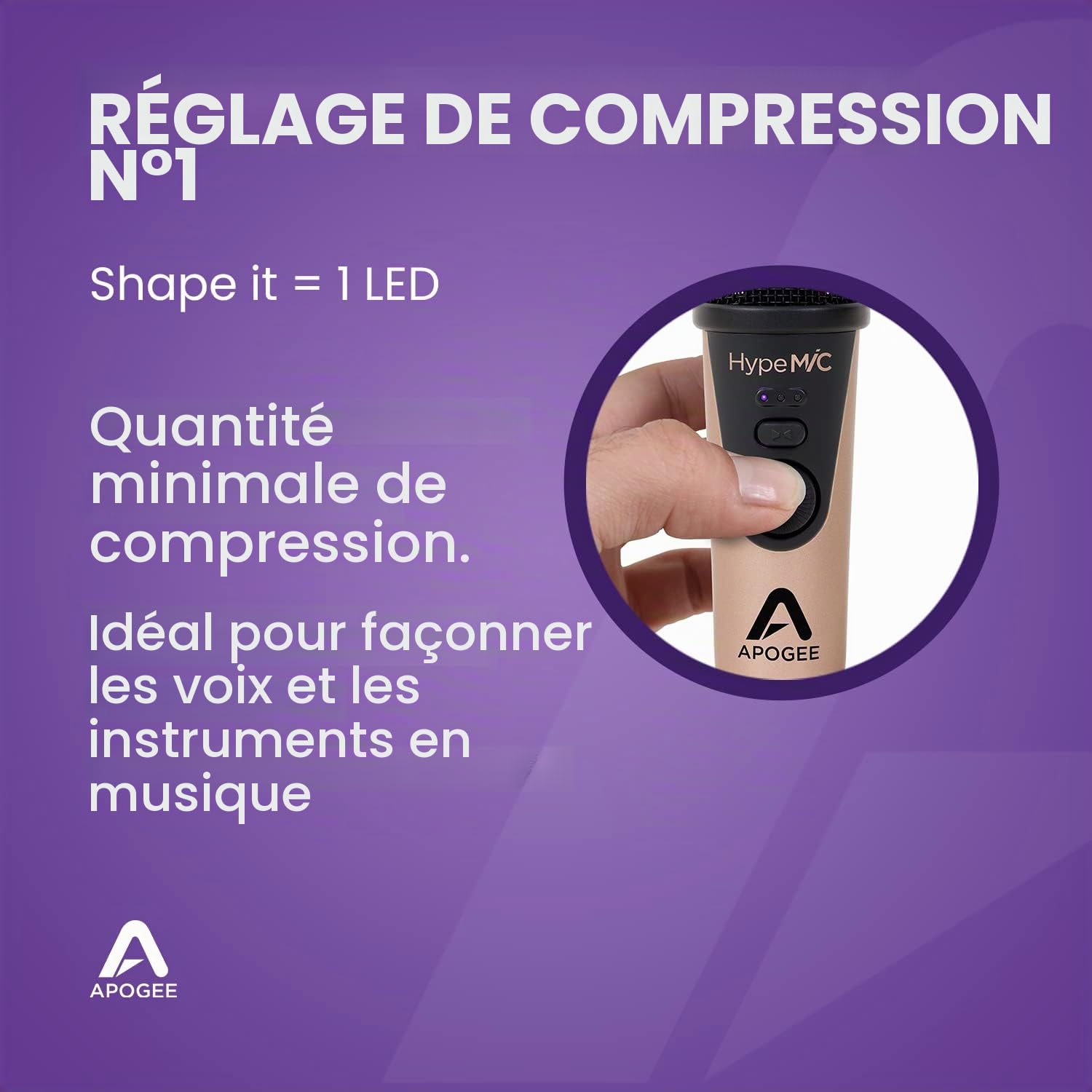 Apogee - HypeMIC - Microphone à condensateur USB cardioide avec compresseur intégré et sortie casque rose gold