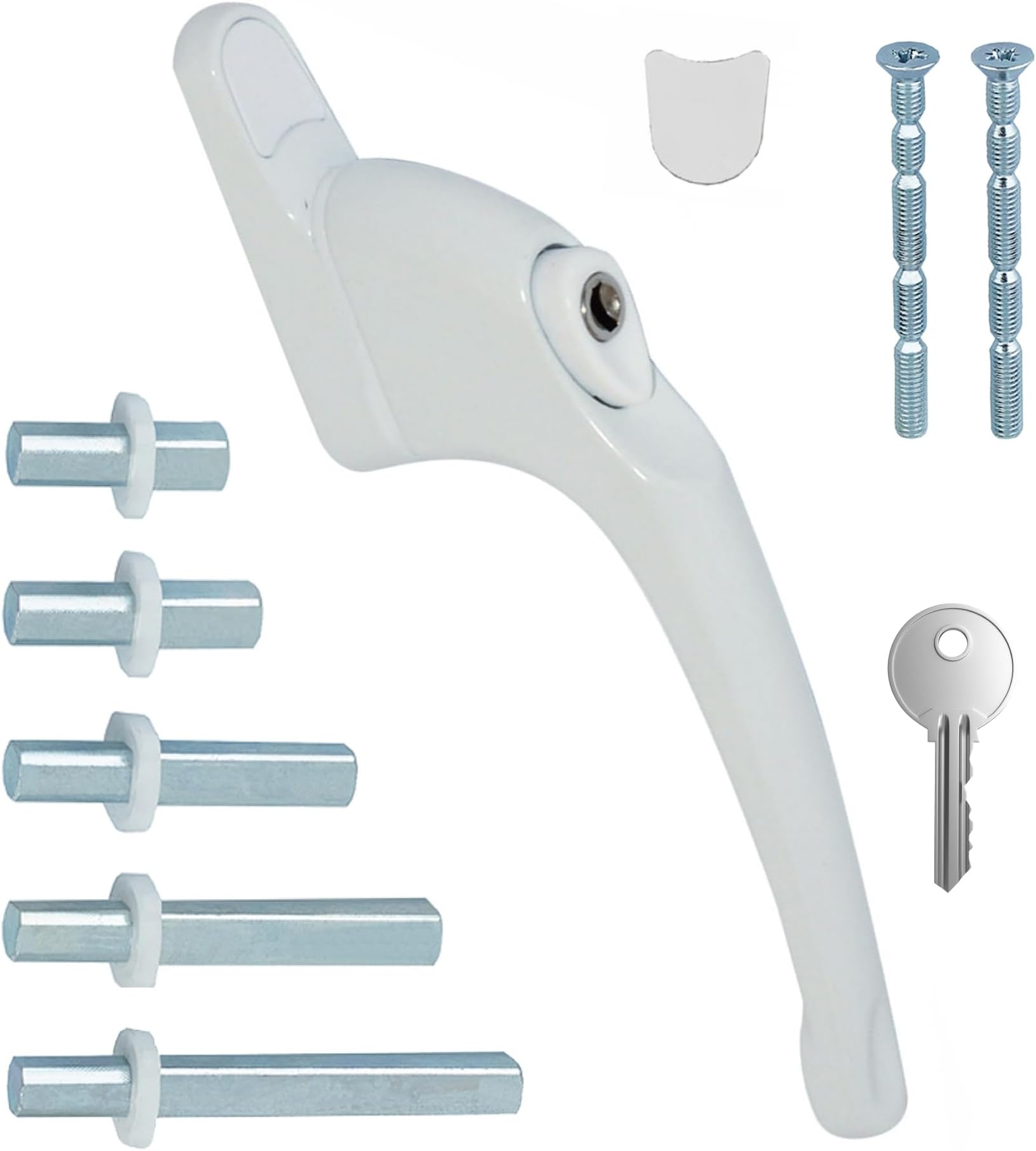 PVC Window Handles for uPVC Windows - Handle for uPVC Windows and Double Glazing (1, White w/White Button)