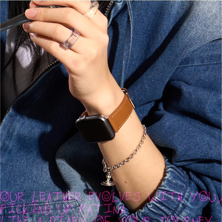 Leather Bands Compatible with Apple Watch Band 44mm 40mm 41mm 42mm 45mm 46mm 49mm Women & Men Premium Leather Replacement Band for iWatch Ultra SE Series 10 9 8 7 6 5 4 3 2 1 - Image 9