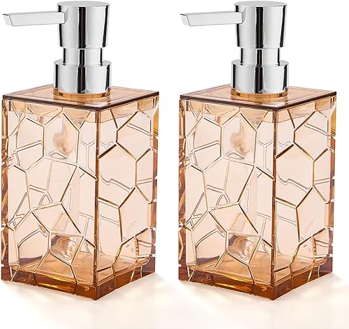 Miniatura 7 de Paquete de 2 dispensadores de jabón azul transparente dispensador de loción de jabón de manos de plástico acrílico con bomba para baño y cocina