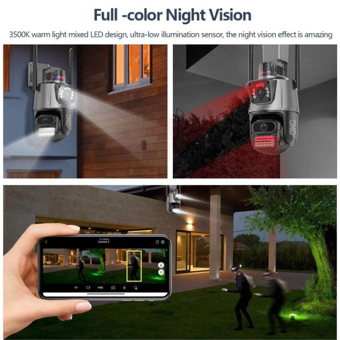 OneXsale 4G SIM PTZ Security Camera for Home Outdoor | Dual Lens 5MP+5MP, 360° Pan Tilt Zoom, Color Night Vision, AI Motion Alert, 2-Way Audio, Waterproof | No WiFi Needed, SIM Not Included 1
