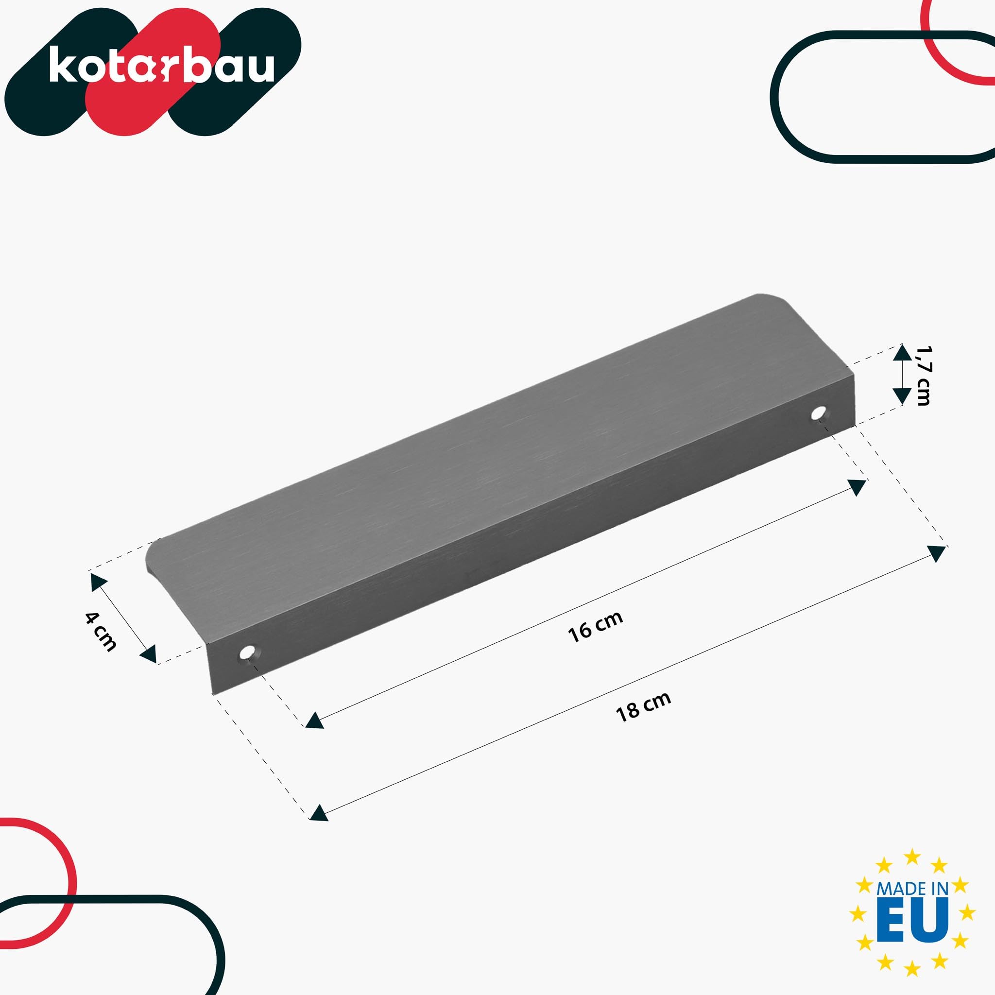 KOTARBAU® Tirador para muebles (180 mm), color plateado mate