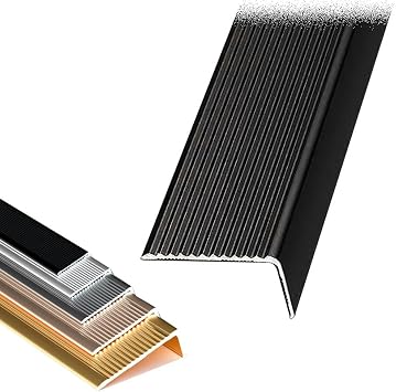 36" 40" 48" Stair Nose Edge Trim L-Molding Stair Edging, Anti-Slip Stair Step Edge Protector for Wood Tiles, Aluminum, 2" WideBlack,L100cm/40