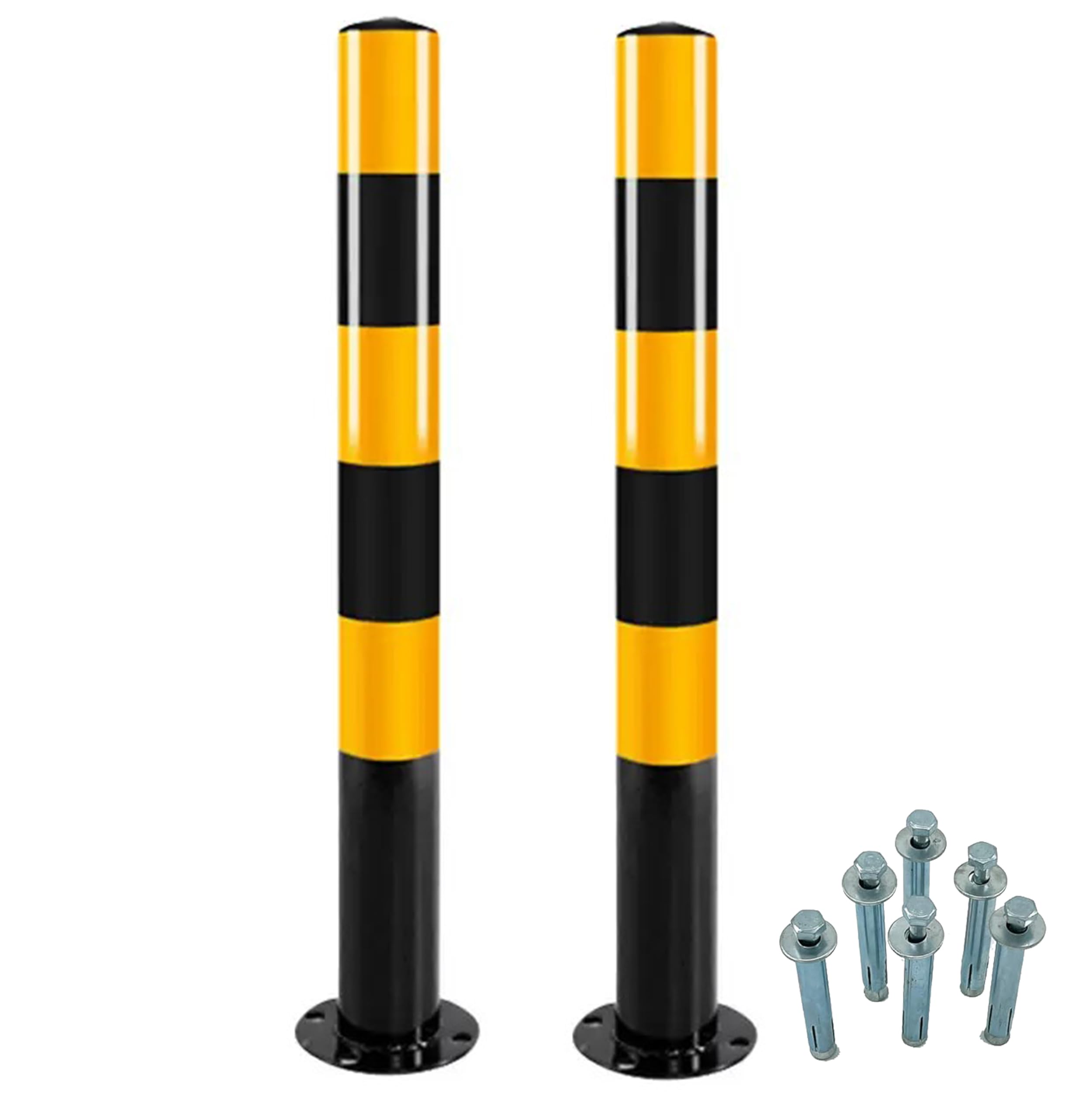 Poller de stationnement en acier robuste Ø76mm avec embase renforcée et kit de fixation